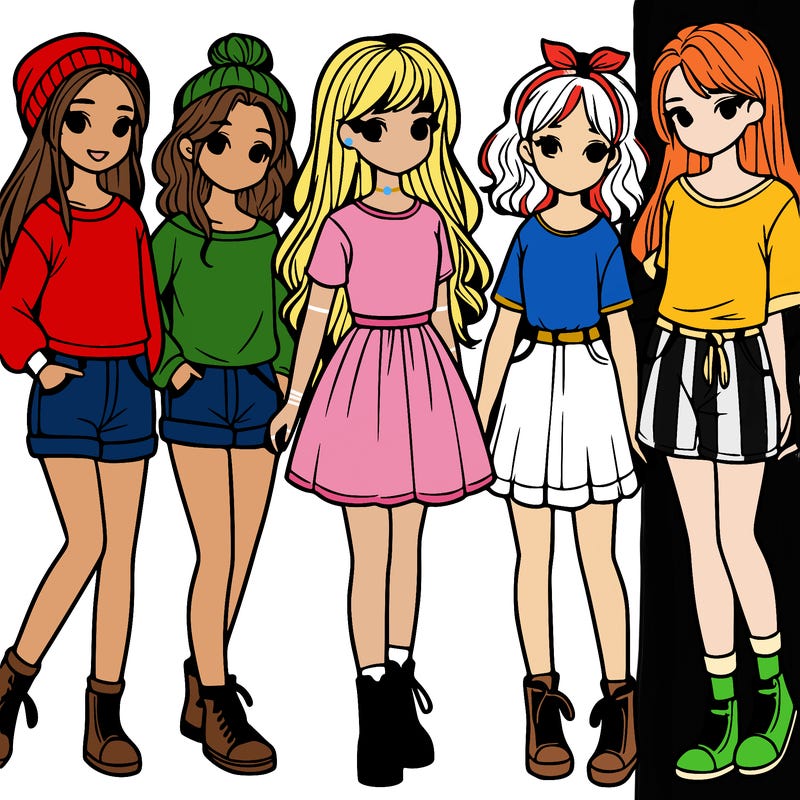 a group of five girls