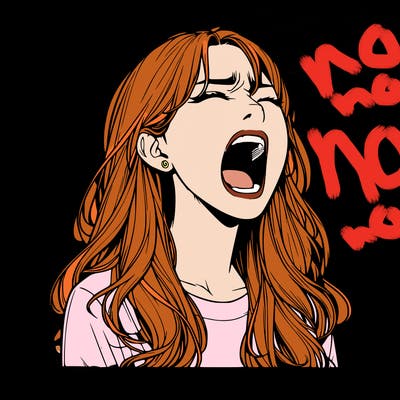 screaming realistic, girl