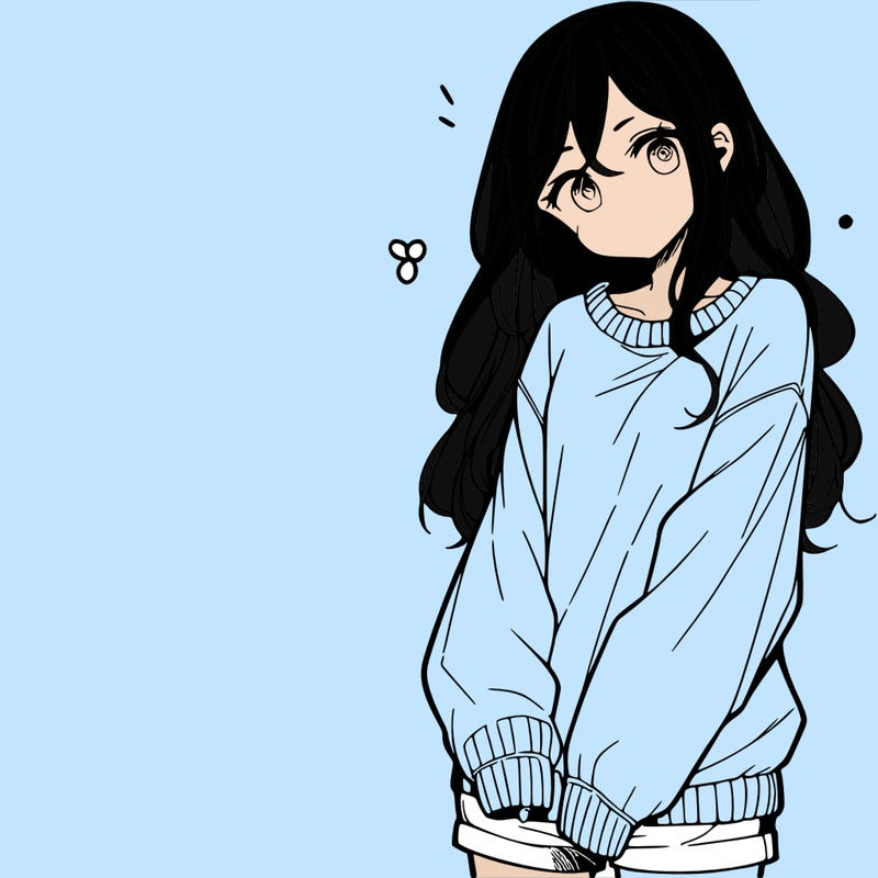 manga teen girl  in a sweater and baggy pants