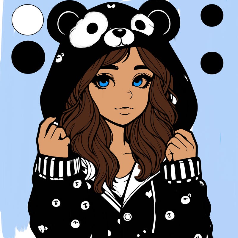 realistic girl in a animal pjs hoodie