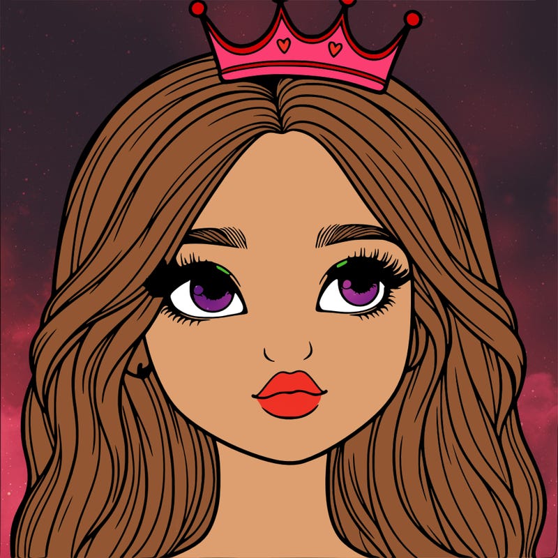 a realistic girl with a crown on
