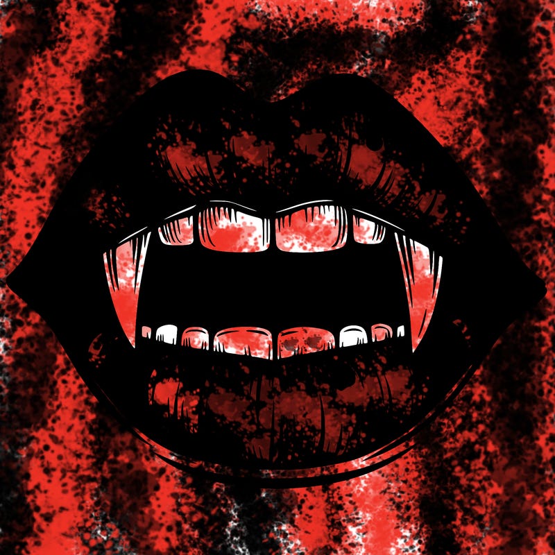 lips with vampire teeth
