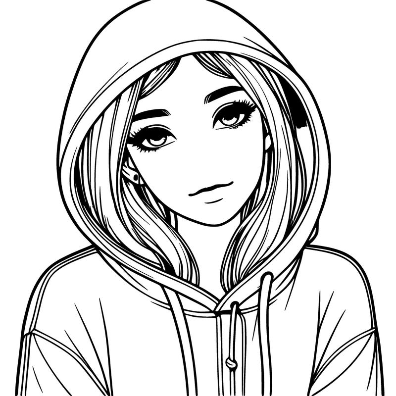 realistic girl with hoodie on