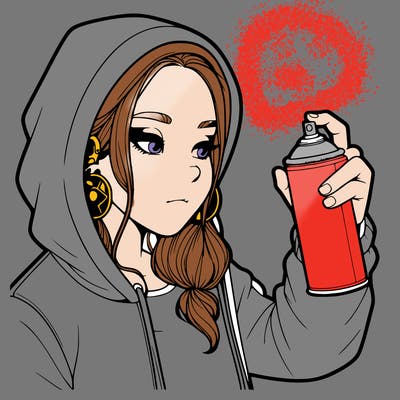 a realistic girl, spray painting