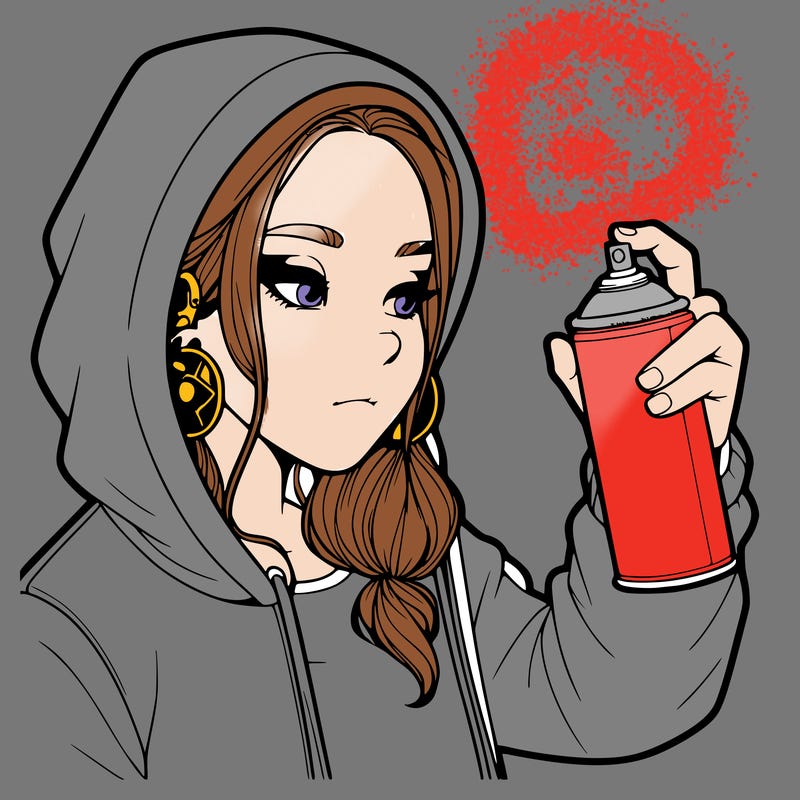 a realistic girl, spray painting