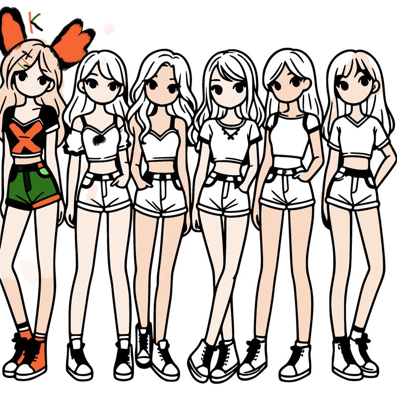 a group of girls wearing crop tops and shorts
