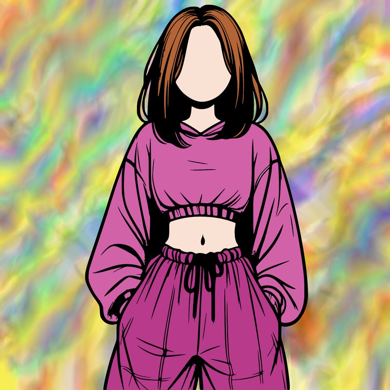 realistic girl faceless with baggy pants and a crop top