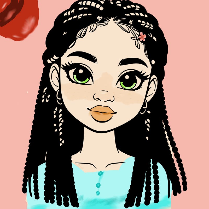 a realistic black girl with braids