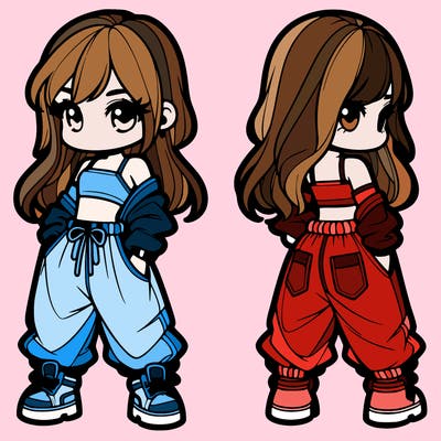 girl in crop top and baggy pants