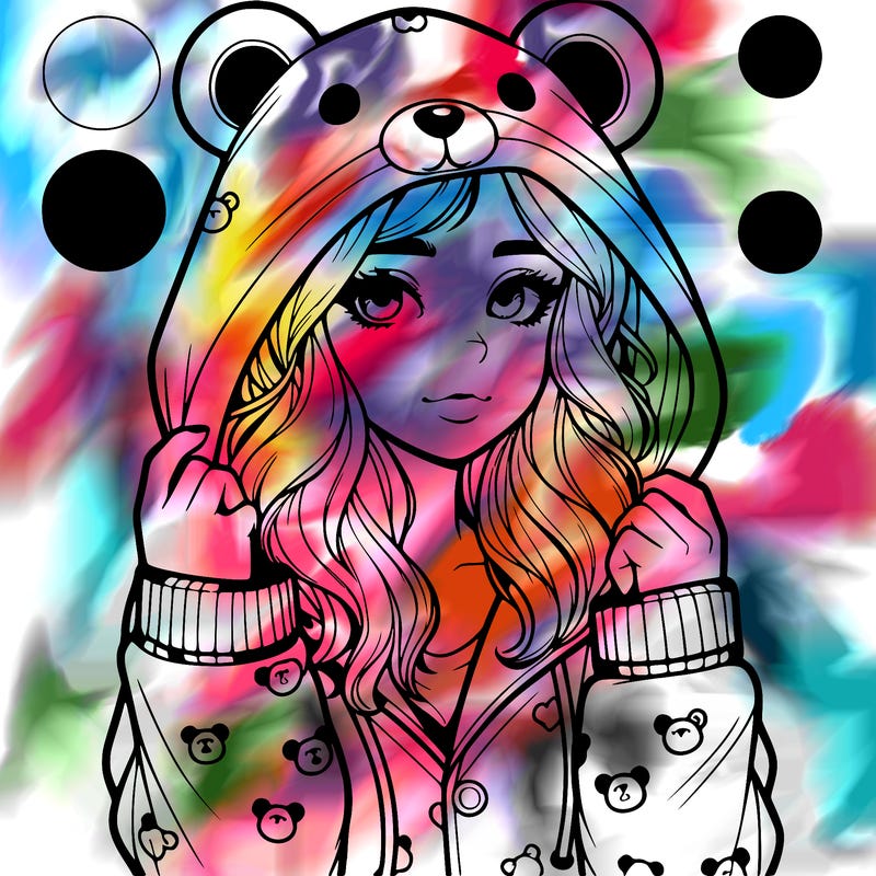 realistic girl in a animal pjs hoodie