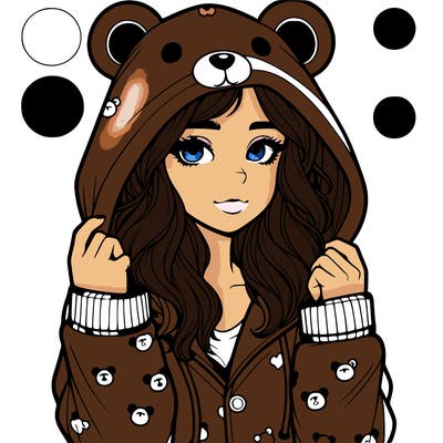 realistic girl in a animal pjs hoodie