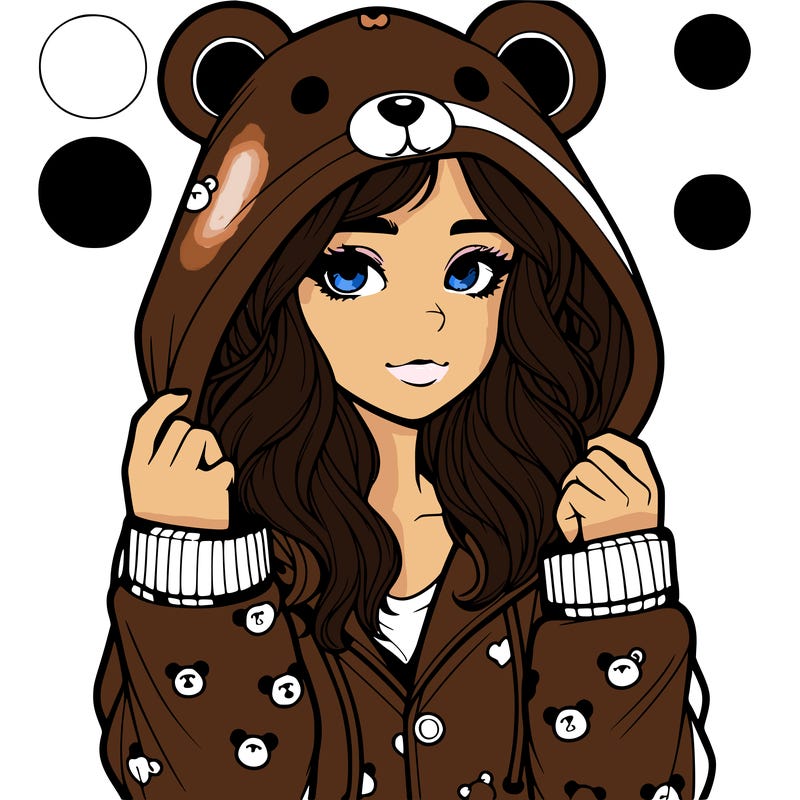 realistic girl in a animal pjs hoodie
