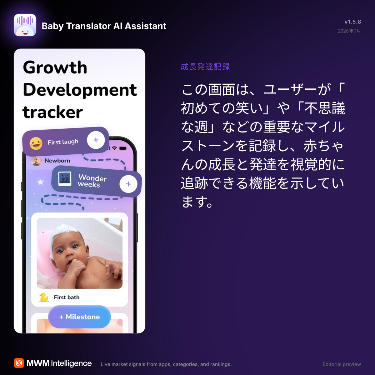 AYA AI Assistant 赤ちゃん泣き声アナライザー - メディカルアプリ | MWM