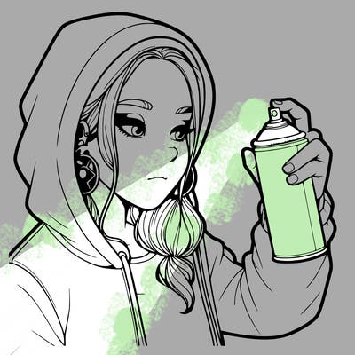 a realistic girl, spray painting