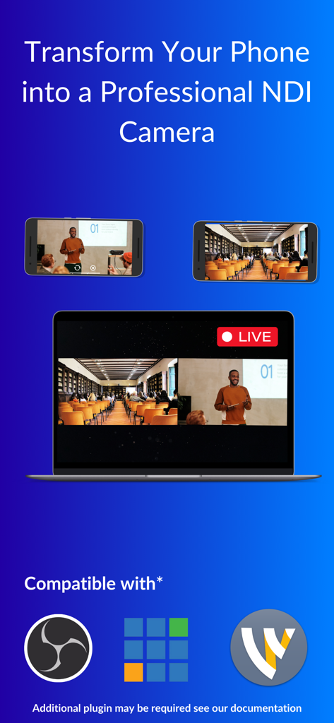 OBS 및 vMix 호환 기능으로 휴대폰을 라이브 스트리밍용 전문가 수준 NDI 카메라로 변환