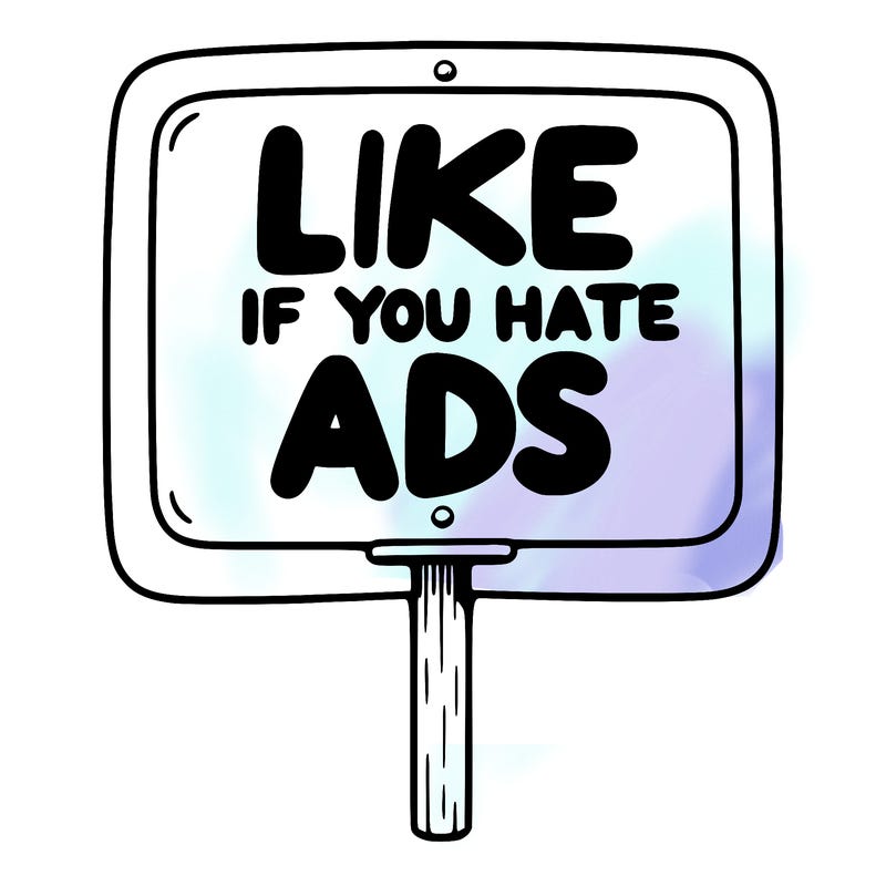 a sign that says like if you hate ads