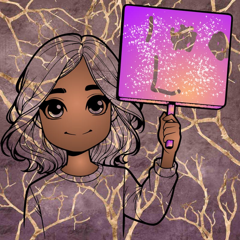 realistic girl holding up a sign