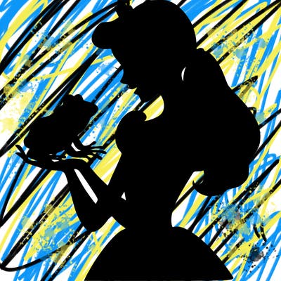 a shadow of a princess holding a frog realistic