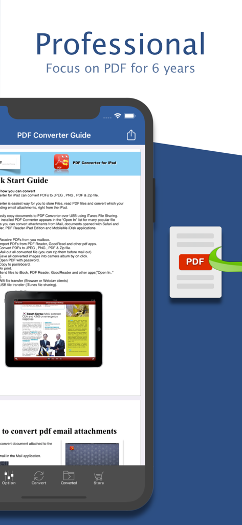 PDF to Word by Flyingbee - Professional PDF to Word converter app showing a quick start guide on a mobile interface.