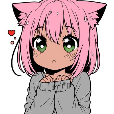 shy anime catgirl