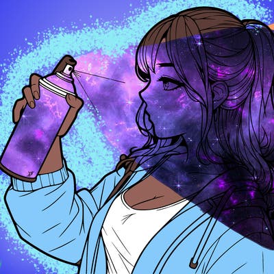 a realistic girl spray, painting