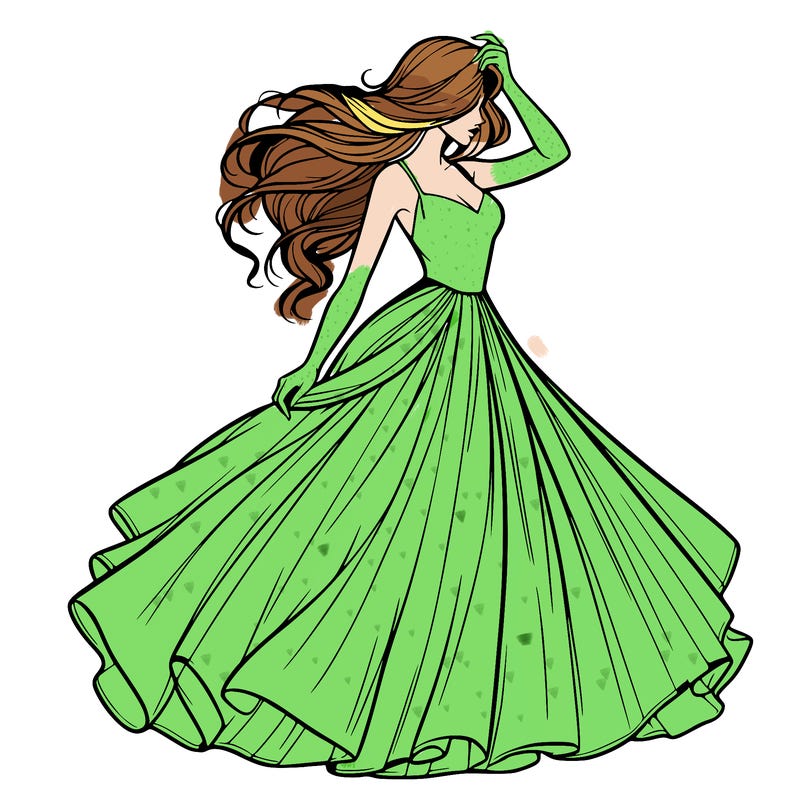 realistic woman with dress flowing in the wind