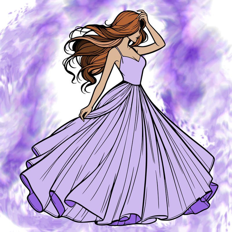 realistic woman with dress flowing in the wind