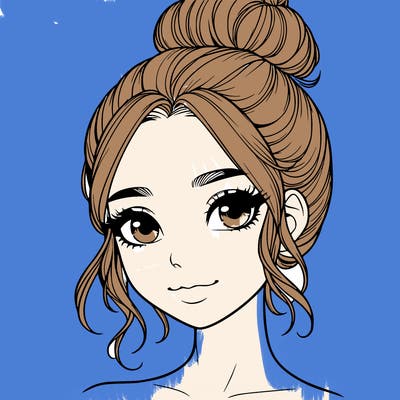 realistic pretty girl with hair in bun
