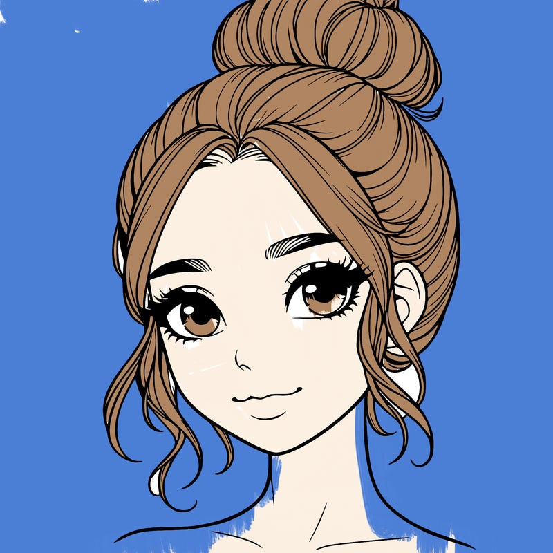 realistic pretty girl with hair in bun