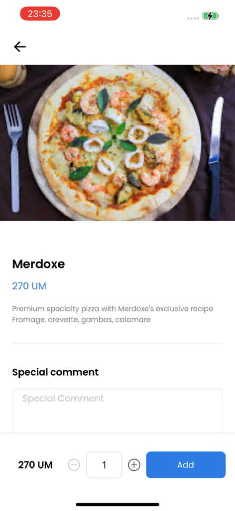 Jeyaboo - Jeyaboo 배달 앱의 해산물 피자 제품 페이지