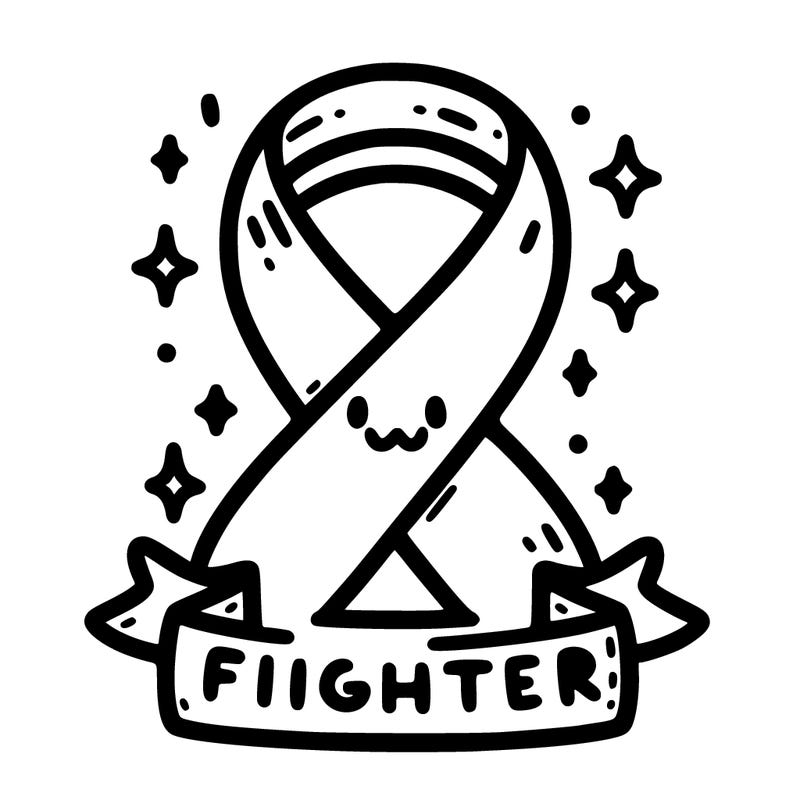 cancer ribbon with the word fighter