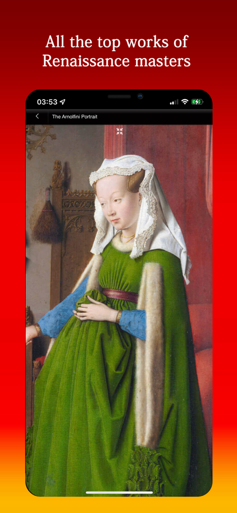 National Gallery Audio - National Gallery Audio app displaying the Arnolfini Portrait painting