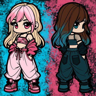 girl in crop top and baggy pants