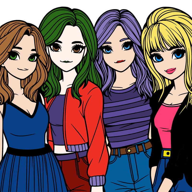 a group of girls realistic