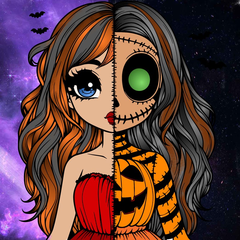 realistic girl halloween split