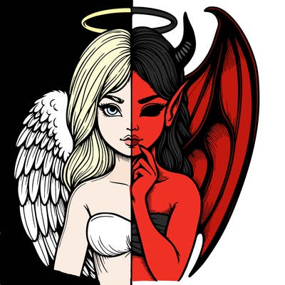 realistic angel half demon