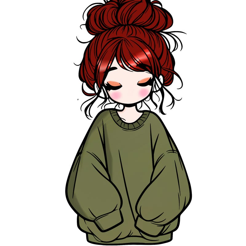 girl with baggy sweatshirt and messy bun