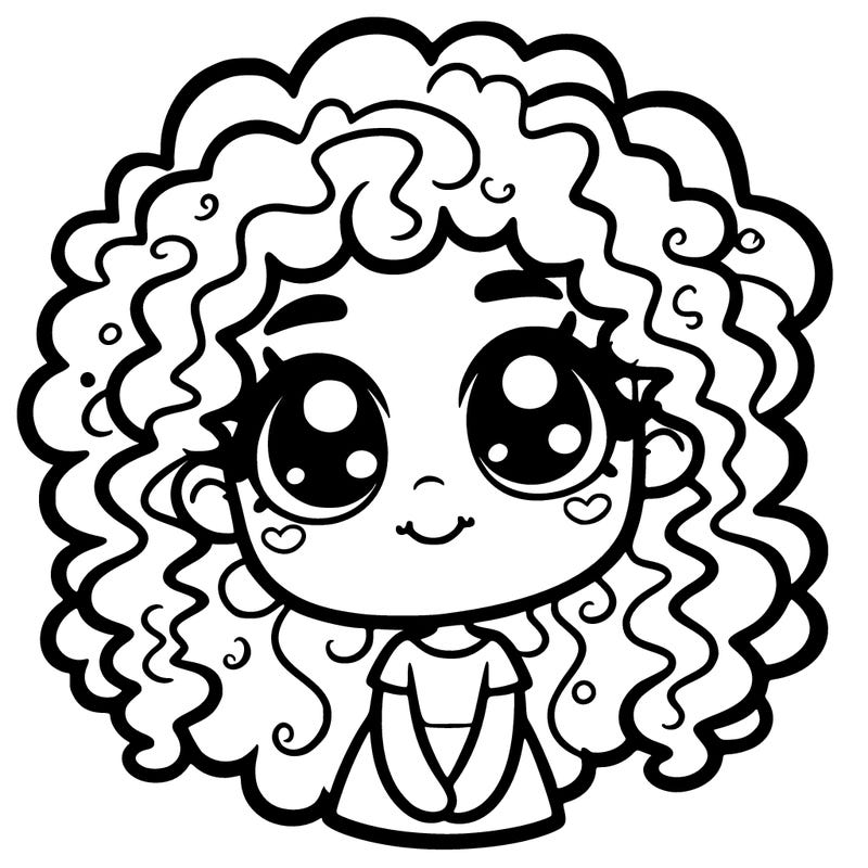 animated girl with curly hair