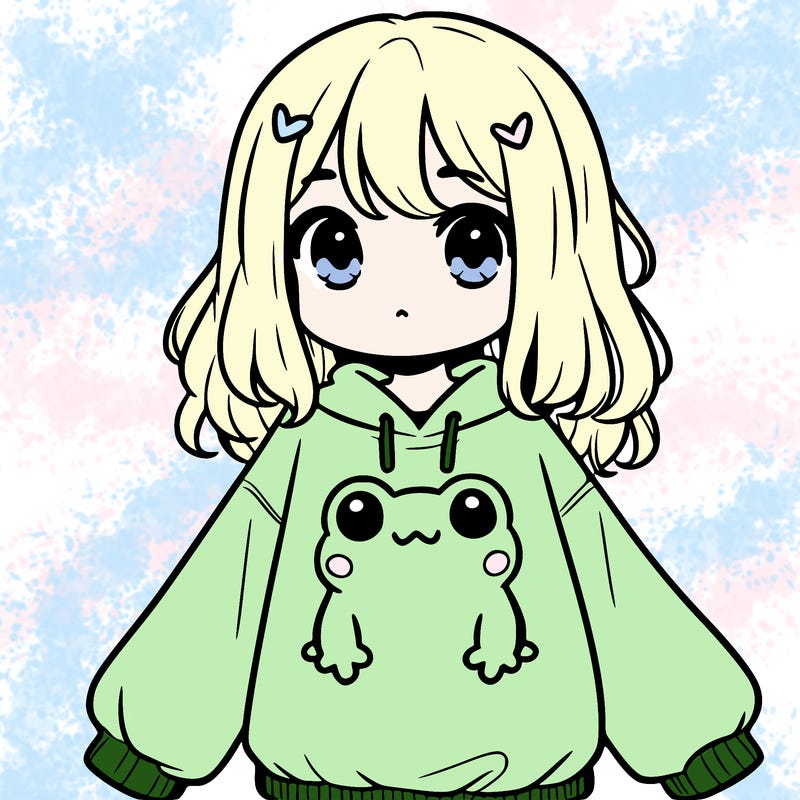 girl wearing frogging sweatshirt