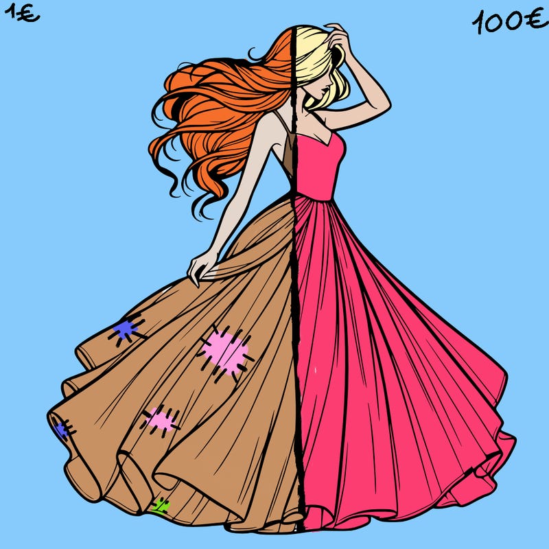 realistic woman with dress flowing in the wind