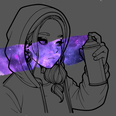 a realistic girl, spray painting