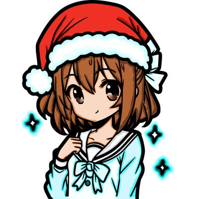 anime girl wearing a santa hat