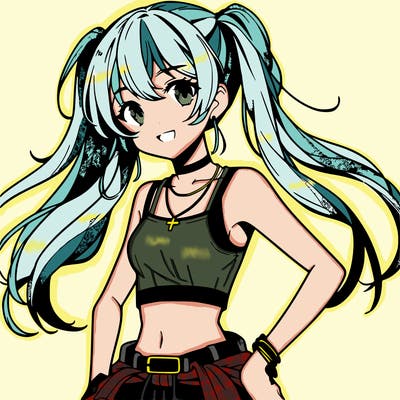 anime girl wearing crop top