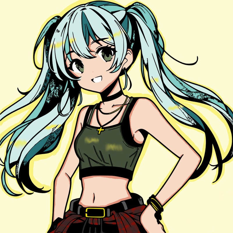 anime girl wearing crop top