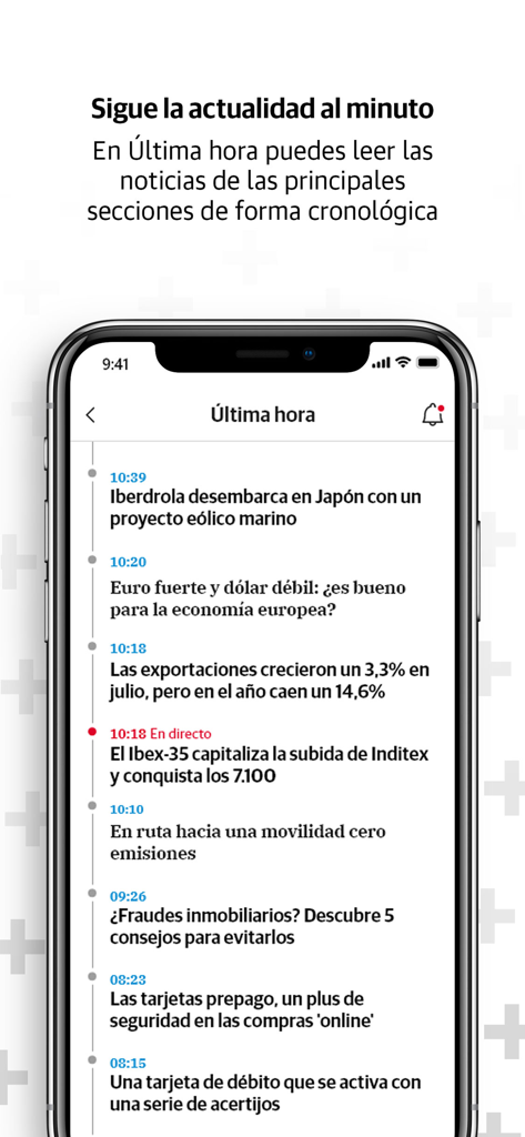 LA VERDAD - Smartphone screen showing a chronological timeline of breaking news headlines in Spanish within the LA VERDAD app.