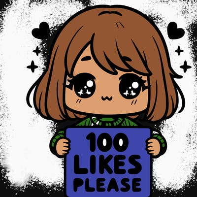 cute girl holding a sign saying 100 likes please