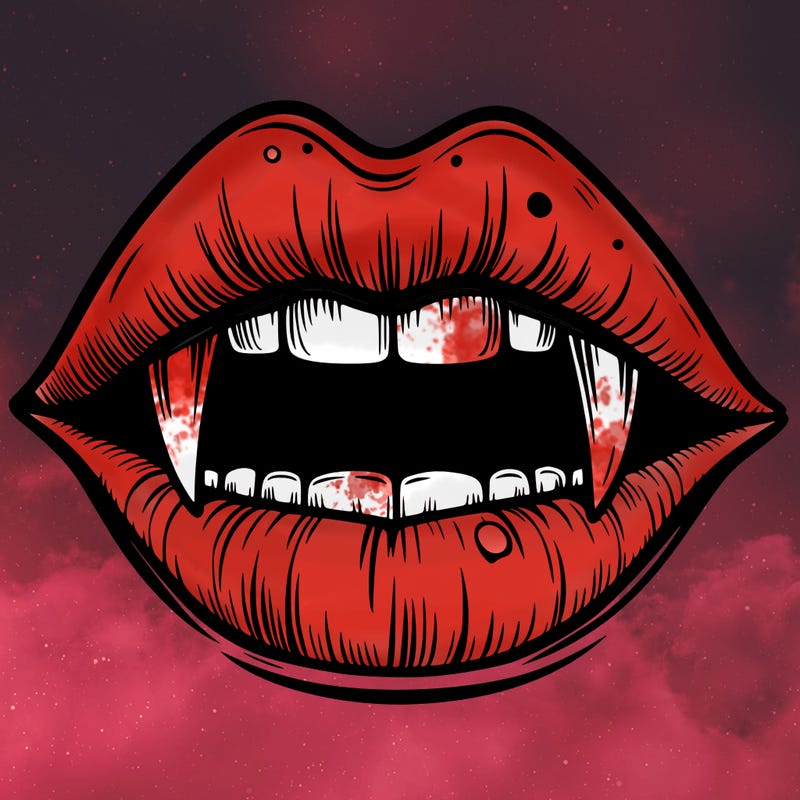 lips with vampire teeth