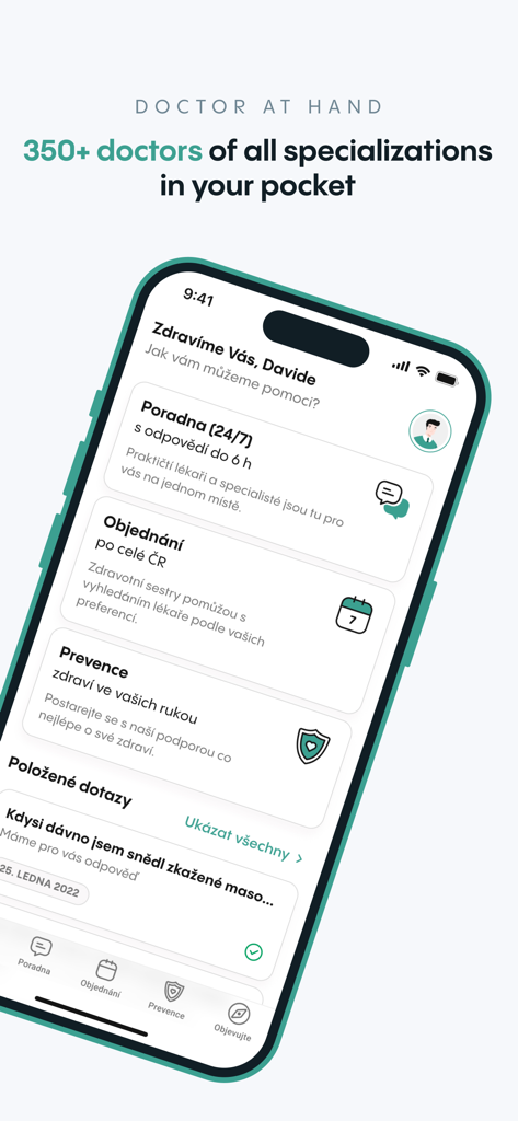 uLékaře.cz - Mobile app interface of uLékaře.cz featuring medical consultation and doctor appointment services.