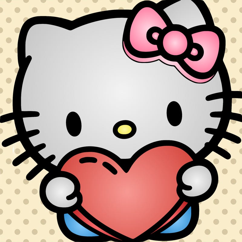 hello kitty holding a big heart