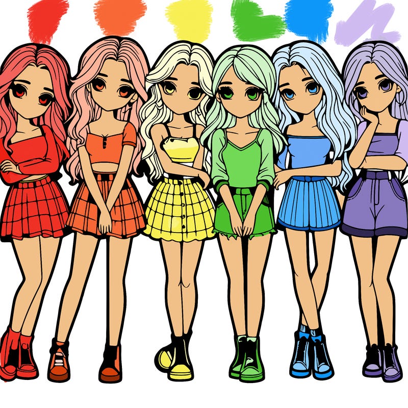 a group of girls realistic